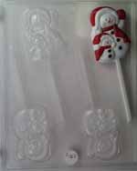 Snowman & son w/ scarves & snowcaps waving C062