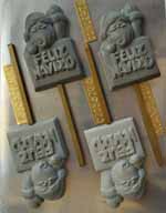 Santa Waving Hand with Feliz Navidad sign Lollipop Chocolate Candy Mold C205