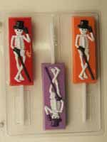 Skeleton w/ top hat, cane & gloves on rectangular background H139